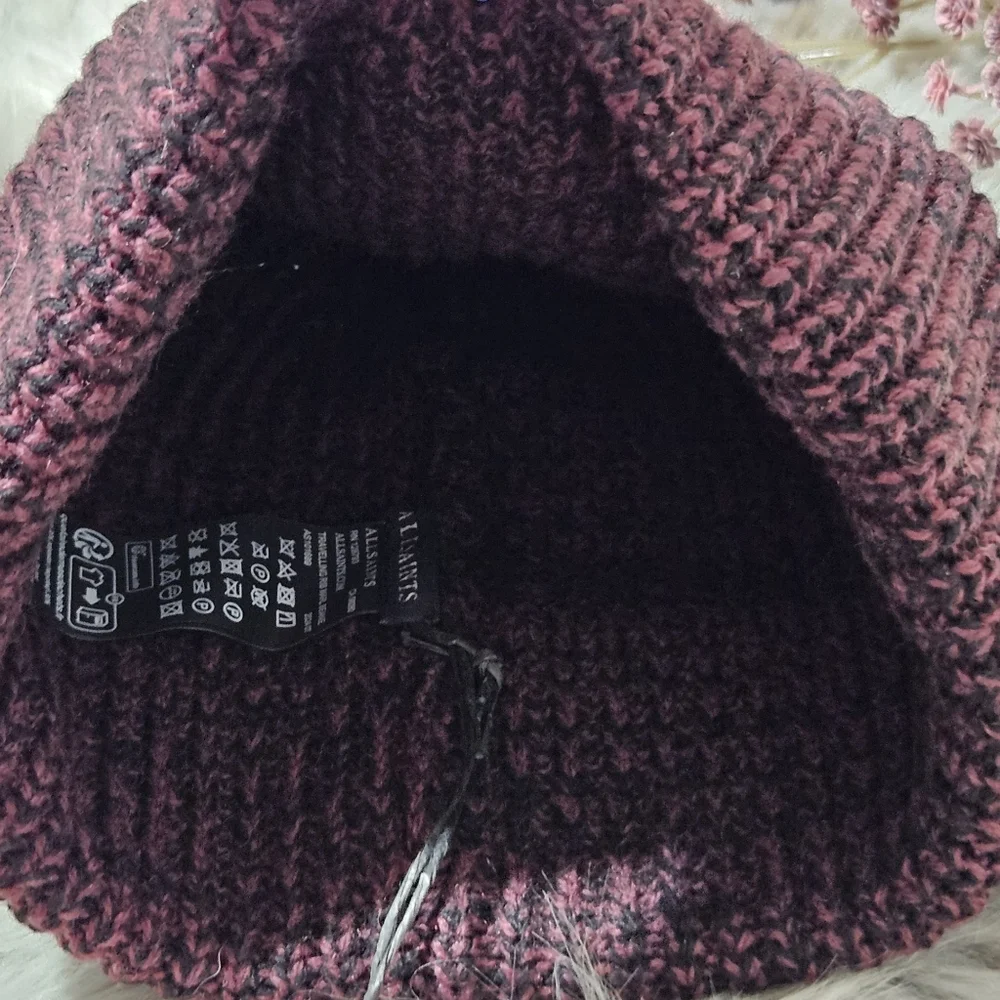 All Saints Hat Beanie Marled Wool Blend Rib Cuff Outdoor Fall Winter Streetwear